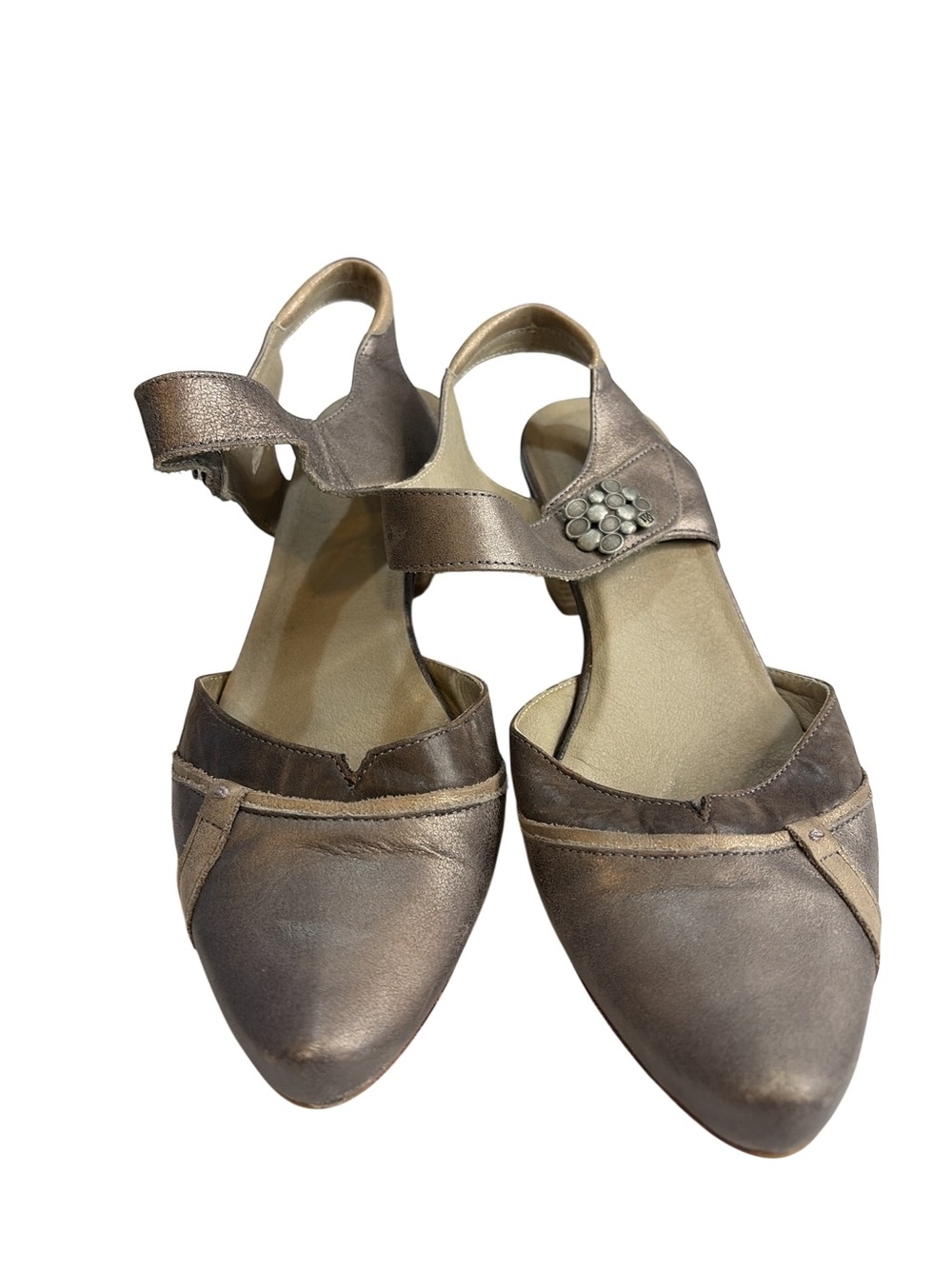 Dorking by Fluchos Bronze Metallic Leather Slingback Comfort Heels Size 10 - Picture 2 of 6